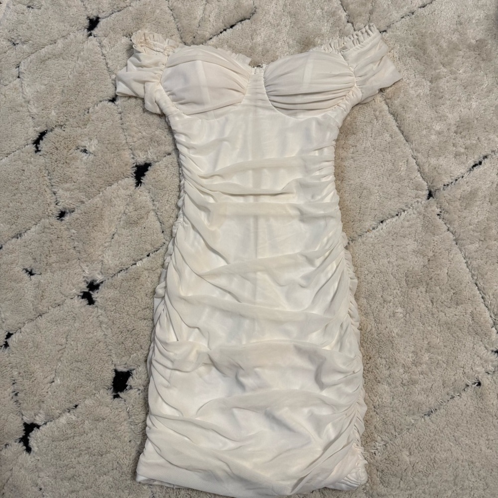 Windsor White Ruched Mini Dress